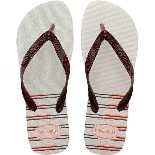 Chinelo Havaianas Top Basic Branco/Café 45/46