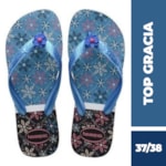 Chinelo Havaianas Top Gracia Preto e Turquesa 37/38