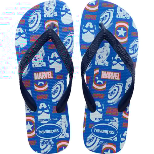 Chinelo Havaianas Top Marvel Logomania Azul 39/40