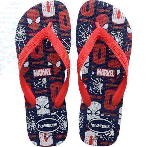 Chinelo Havaianas Top Marvel Logomania Marinho 33/34