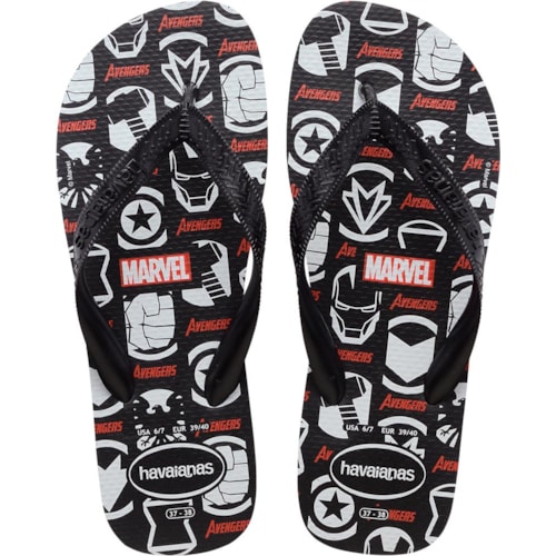 Chinelo Havaianas Top Marvel Logomania Preto 33/34
