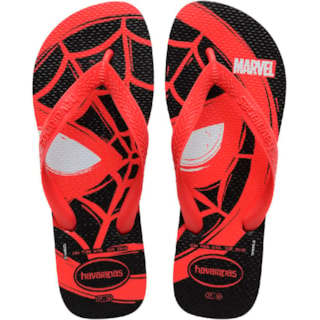 Chinelo Havaianas Top Marvel Logomania Preto/Vermelho 27/28