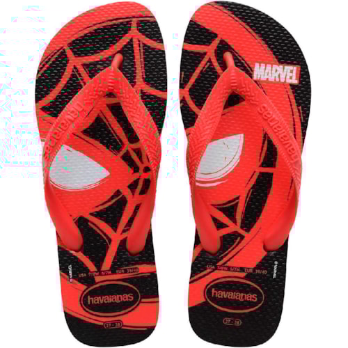 Chinelo Havaianas Top Marvel Logomania Preto/Vermelho 29/30