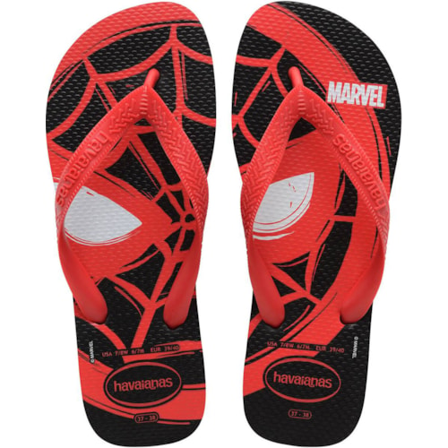 Chinelo Havaianas Top Marvel Logomania Preto/Vermelho 33/34