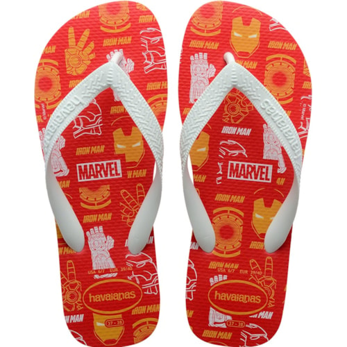 Chinelo Havaianas Top Marvel Logomania Vermelho Rubi 33/34