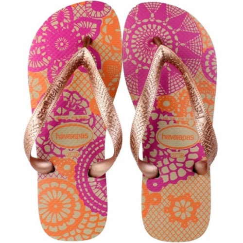 Chinelo Havaianas Top Spring Areia e Rose Gold 33/34