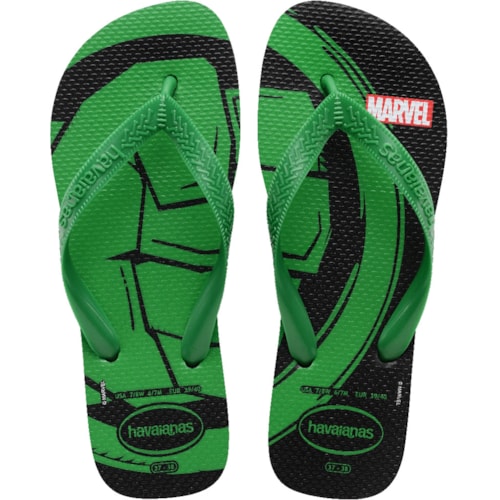 Chinelo Top Marvel Logomania Preto/Verde 37/38