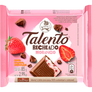 Chocolate ao Leite Talento Recheado de Morango 90g