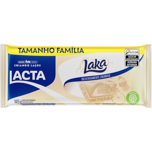 Chocolate Branco Lacta Laka Em Barra 145g