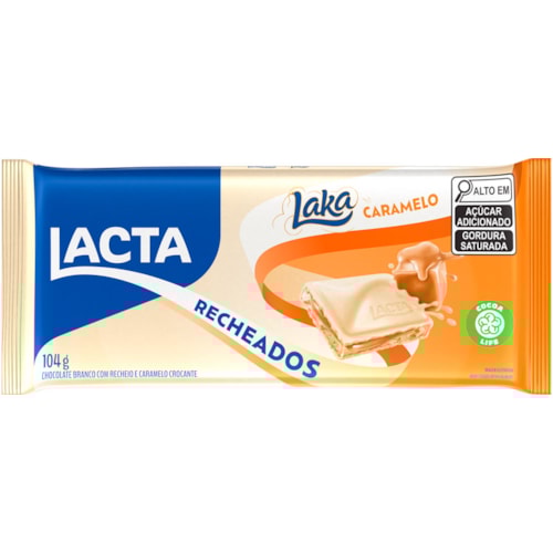 Chocolate Branco Lacta Laka Recheado Com Caramelo Em Barra 104g