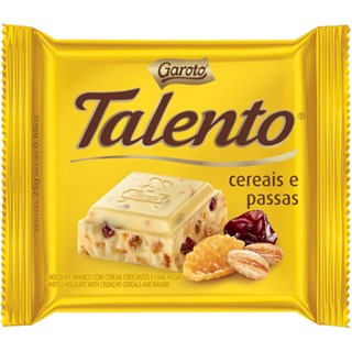 Chocolate Branco Talento Garoto Cereais e Passas 25g