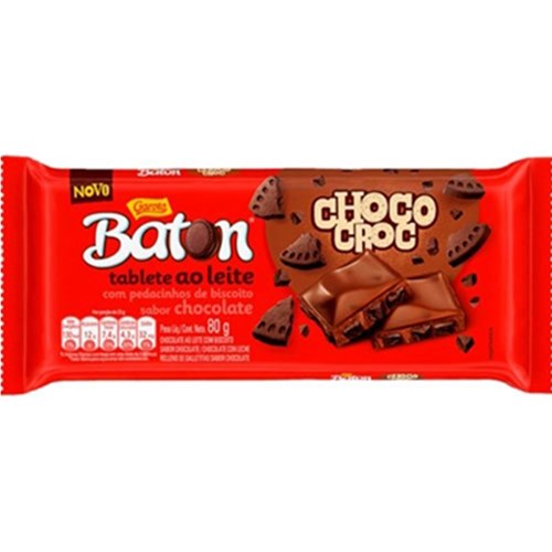 Chocolate em Barra Garoto Chocolate Branco c/ Biscoito Negresco 80g, Chocolate