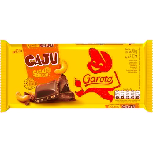 Chocolate Garoto Castanha de Caju em Barra 90g