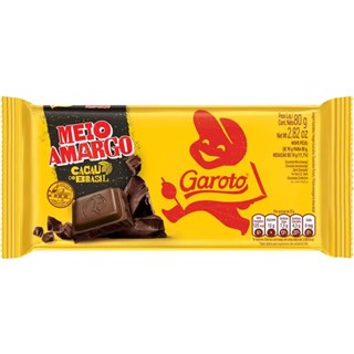 Chocolate Garoto Meio Amargo Em Barra 80g
