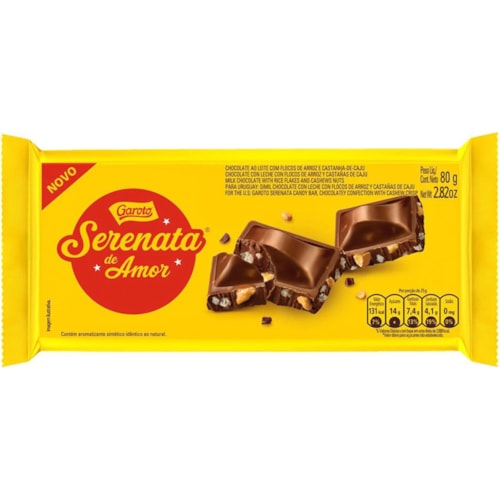 Chocolate Garoto Serenata de Amor Em Barra 80g Destro 