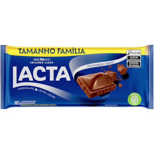 Chocolate Lacta Ao Leite Em Barra 145g