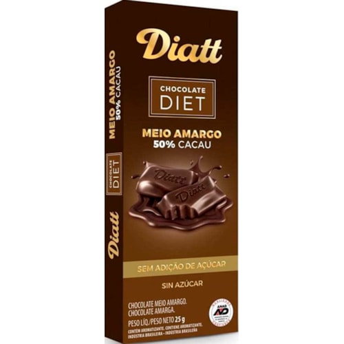 Chocolate Meio Amargo Diatt Barra Diet 25g