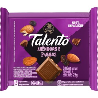 Chocolate Talento Amêndoas e Passas Garoto 25g