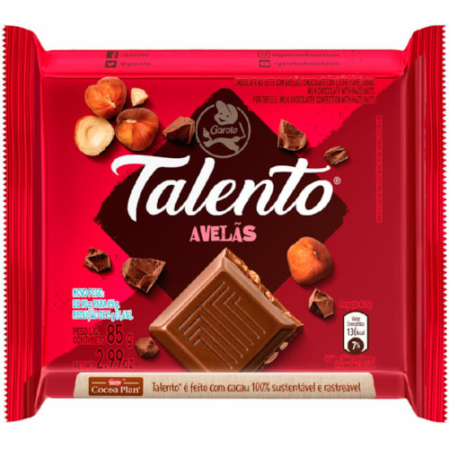 Chocolate Talento Avelãs 85g