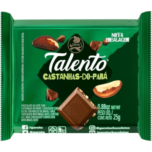 Chocolate Talento Castanha do Pará 25g