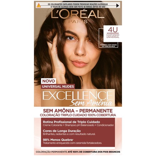 Coloração L'Oréal Excellence Castanho Sem Amônia 4U