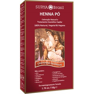 Coloração Temporária Surya Henna Pó Castanho Dourado 50g