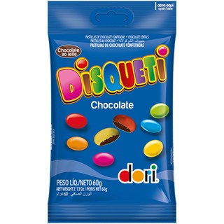 Confeito Disqueti Dori Sabor Chocolate 60g