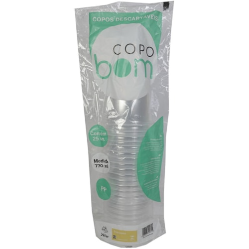 Copo Descartável Copobom Transparente 770ml 25Un