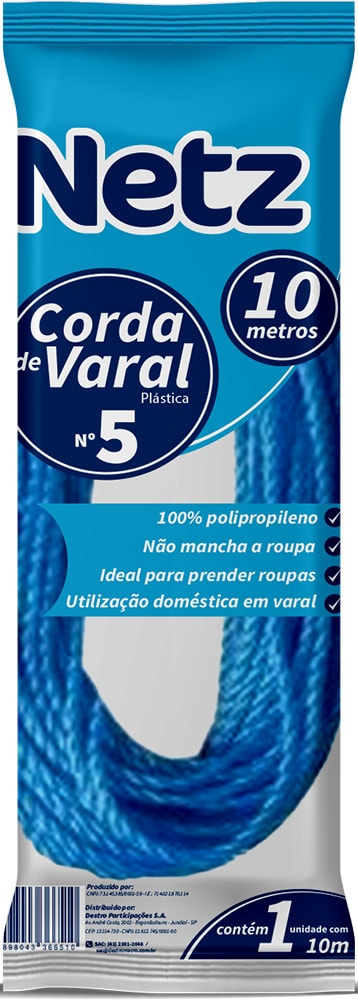 Corda de Varal Netz Plástica 10 Metros N5 - Destro