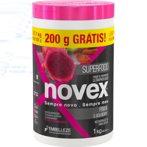 Creme de Tratamento Novex Pitaya e Gojiberry 1Kg 200g Grátis