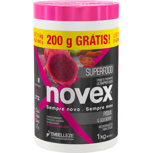 Creme de Tratamento Novex Pitaya e Gojiberry 1Kg 200g Grátis