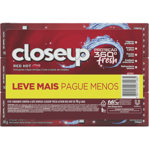 Creme Dental Closeup 360º Red Hot 6x90g