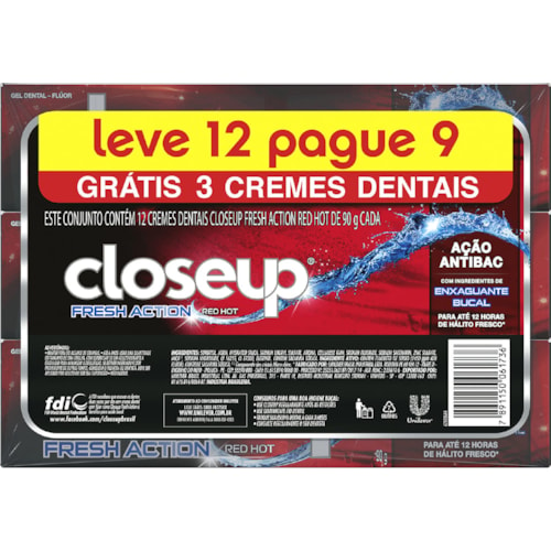 Creme Dental Closeup Proteção 360º Fresh Red Hot 90g