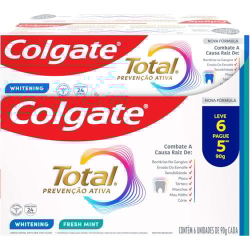 Creme Dental Colgate 12 Whitening & Advance 6x90g