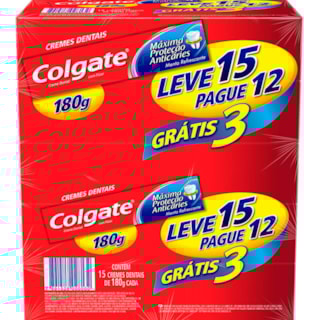 Creme Dental Colgate Máxima Proteção Anticárie 180g L15 P12 unidades