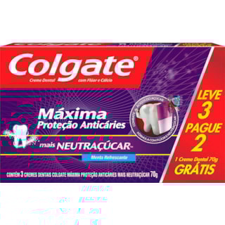 Creme Dental Colgate Máxima Proteção Anticárie Neutraçúcar 70g