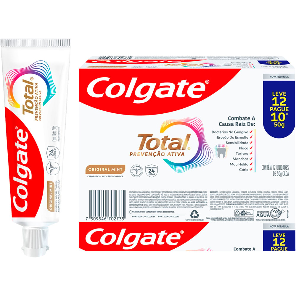 Creme Dental Colgate Original Mint Leve 12Un Pague 10Un 50g - Destro