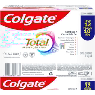 Creme Dental Colgate Total 12 Clean Mint 50g Promocional