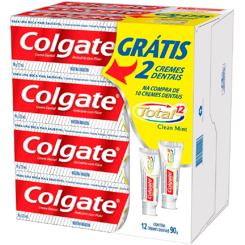 Creme Dental Colgate Total 12 Clean Mint 90g - Destro
