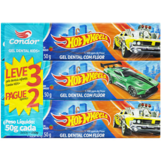 Creme Dental Condor Hotwheels Kids Com Flúor L3P2 50g