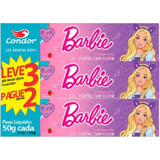 Creme Dental Infantil Condor Barbie 50g Leve 3 Pague 2