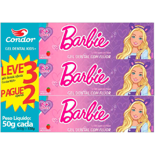 Creme Dental Infantil Condor Barbie 50g Leve 3 Pague 2