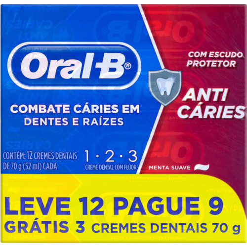 Creme Dental Oral-B 1-2-3 70g 12Un Leve 12 Pague 9