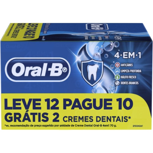 Creme Dental Oral B 4 em 1 Leve 12Un Pague 11Un 70g