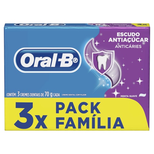 Creme Dental Oral-B Escudo Anti Açúcar 3x70g