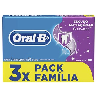 Creme Dental Oral-B Escudo Antiaçúcar 3x70g