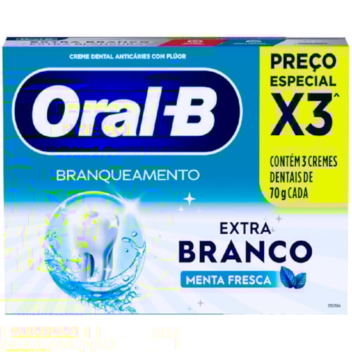 Creme Dental Oral B Extra Branqueamento 3x70g Promo