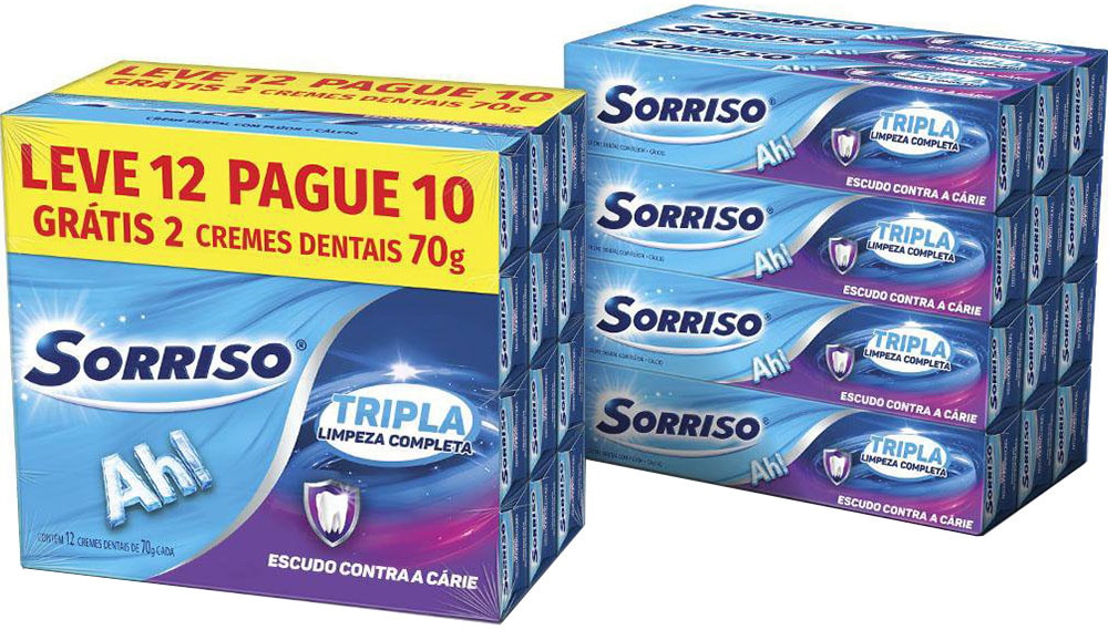 Creme Dental Sorriso Tripla Limpeza Completa 70g Leve 12 Pague 11