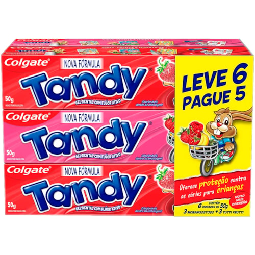 Creme Dental Tandy Morango/Tutti Frutti Leve 6Un Pague 5Un