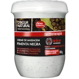 Creme para Massagem Pimenta Negra D'água Natural 650g